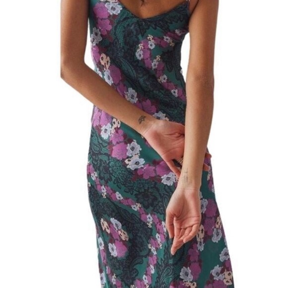 Free People NWOT Right This Way Floral Slip Dress Boho Sexy Slip Dress Size  Med - Picture 2 of 6